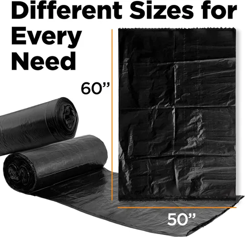 Vista 2 de Bolsas de basura de 65 galones para cubo, color negro, 50 bolsas por caja