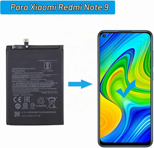 Vista 5 de Batería de repuesto BN54 compatible con Xiaomi Redmi Note 9 con herramientas