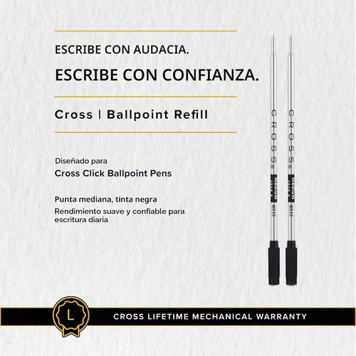 Vista 6 de Recambio para bolígrafo Cross, negro amplio, 1 por tarjeta (8101), negro (Medium Black)