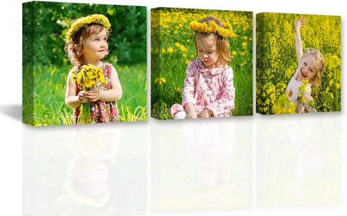 Vista 30 de DOARTDO Lienzo decorativo para pared, 3 paneles, impresiones en lienzo personalizadas con fotos familiares de tu boda, decoración del hogar listo