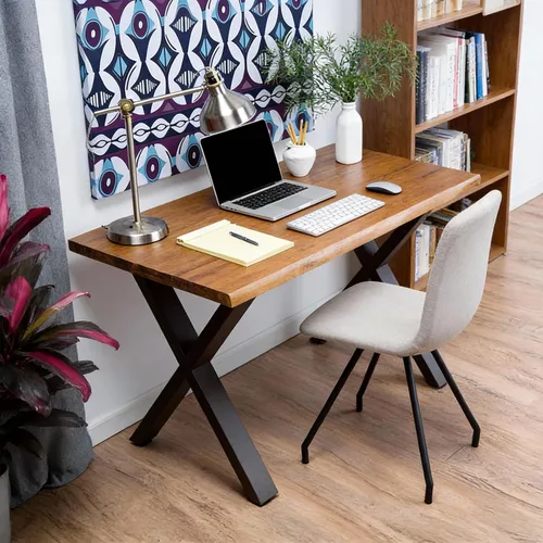 Vista 7 de Juego de 4 patas de metal para mesa de comedor de 28 pulgadas, patas de escritorio con marco en X de acero resistente con patas ajustables