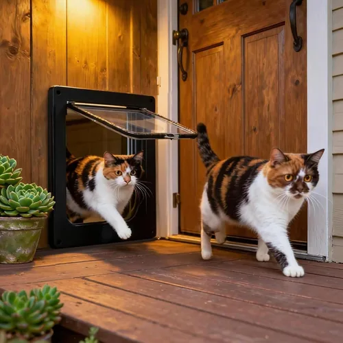 Vista 3 de Fabater Cat Door, Safety Pet Door for Pets Up to 25 Lb, 4 Way Locking Cat Flap Door for Interior Exterior Door, Window and Wall, Weatherproof & Easy