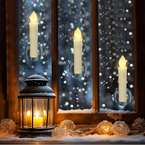 Vista 7 de Velas de Navidad para ventana con control remoto, accesorios
