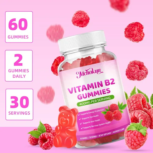 Vista 7 de Gomitas de vitamina B2 Riboflavina de 400 mg con magnesio para niños y adultos, alivio de la migraña, alivio del dolor de cabeza y apoyo del sistema