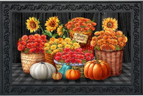Vista 12 de Briarwood Lane Felpudo floral con tarro de masón de otoño