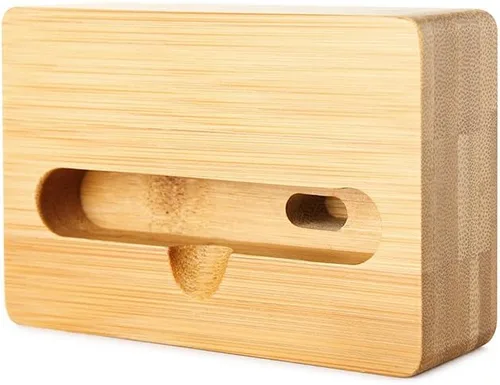 Vista 6 de Fanshu - Amplificador de soporte para teléfono celular, soporte universal portátil de madera para teléfono celular, soporte de cama de bambú