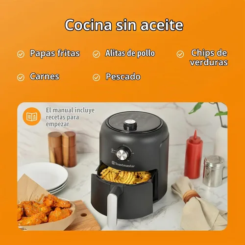 Vista 5 de Toastmaster - Freidora de aire compacta de 2,6 L con cesta deslizante Freidora de aire compacta de 2.75 cuartos de galón para una cocción saludable