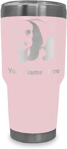 Vista 28 de LaserGram Vaso aislado al vacío de 20 onzas, oso panda, grabado personalizado incluido (negro)