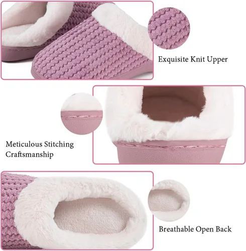 Vista 5 de WateLves Women's Slippers Comfort Memory Foam House Slippers Plush Lining Bedroom Shoes for Indoor & Outdoor Polvo de frijoles