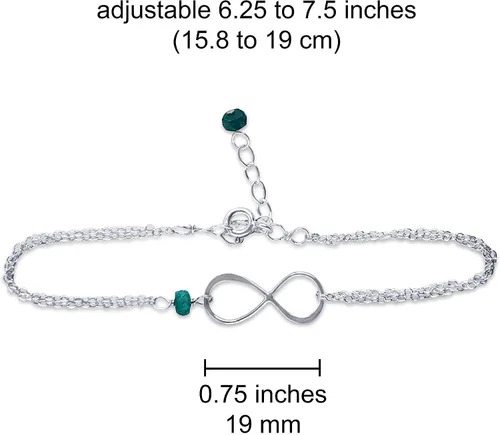 Vista 71 de Pulsera con dije de infinito con piedra natal, joyería hecha a mano, regalo para ella