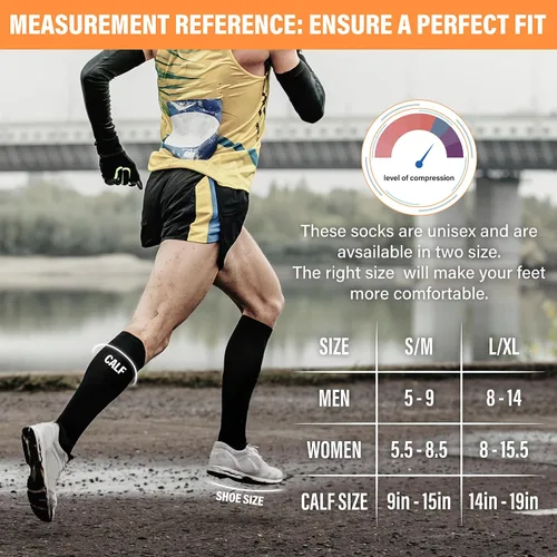 Vista 6 de Calcetines de compresión para mujeres y hombres 15-20 mmHg, mejores para uso médico, enfermería, para correr, atletismo, varices, viajes