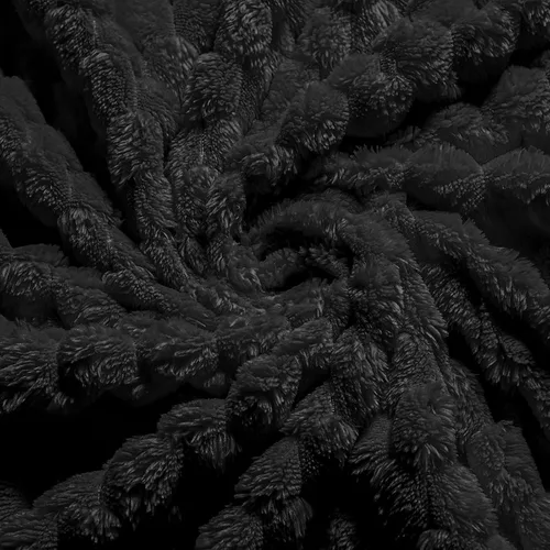 Vista 6 de Vessia - Manta de forro polar de franela (50x70 pulgadas), manta 3D de jacquard negra, esponjosa y cálida para sofá, sillón, cama, silla, 300GSM