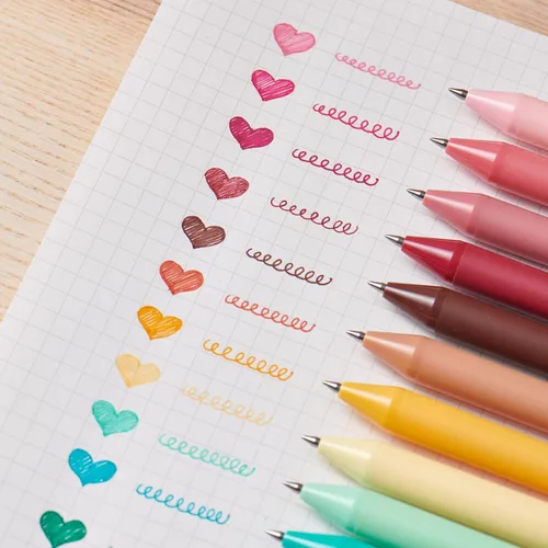 Vista 8 de Kaco Bolígrafos de gel de 20 colores surtidos, 0.5 mm de punta fina, lindos artículos de papelería, bolígrafos retráctiles para diario, toma