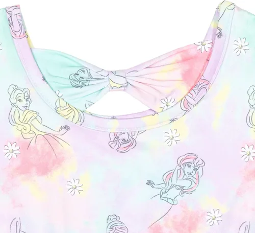 Vista 4 de Disney Princesa Ariel Rapunzel Blancanieves - Vestidos de manga corta para niñas, paquete de 2