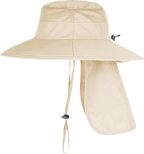 Vista 2 de Sombreros de sol para hombres y mujeres, sombrero de pesca UPF 50+ transpirable de ala ancha Beige