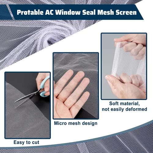 Vista 3 de Kit de sellado de ventana de CA portátil, protector de pantalla de malla, ajuste universal para la mayoría de placas de sellado de ventana