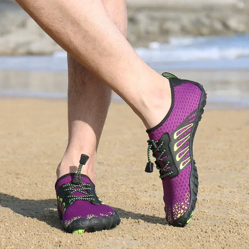 Vista 8 de MAYZERO Zapatos de agua para hombres y mujeres, zapatos de surf, playa, piscina, zapatos de punta ancha, senderismo, zapatos de agua, zapatillas
