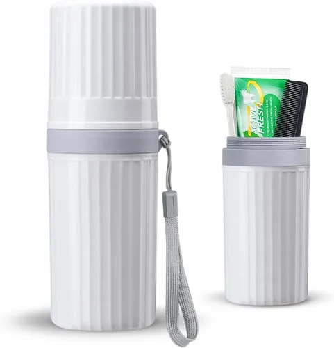 Vista 6 de Estuche de viaje para cepillos de dientes, color azul Large Travel Toothbrush Cup Case, Portable Travel Toothbrush Container for Traveling