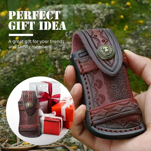 Vista 7 de Omesio Funda para cuchillo de bolsillo (M), funda plegable de 4.53 pulgadas para cuchillo plegable, funda de cuero para cuchillos, funda horizontal