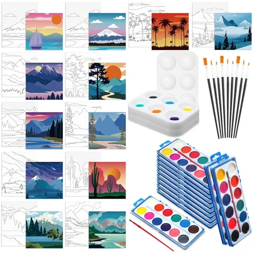 Vista 13 de Ctosree 12 juegos de lienzo predibujado para pintar adultos, kit de sorbo y pintura, lienzo preimpreso a granel para Pascua, Día de la Madre