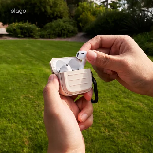 Vista 8 de Elago Armor - Funda para AirPods 4 Mosquetón incluido, soporta carga inalámbrica, resistente a los golpes, protección completa (negro)