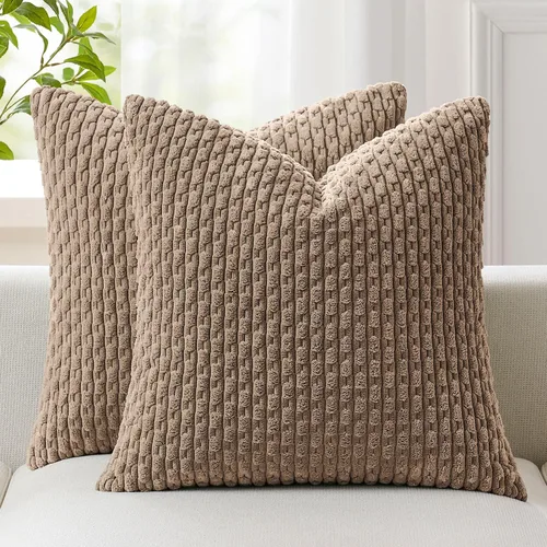 Vista 31 de Kevin Textile - Juego de 2 fundas de almohada decorativas de pana suave, estilo bohemio, a rayas, decoración del hogar para sofá, cama, sofá y sala