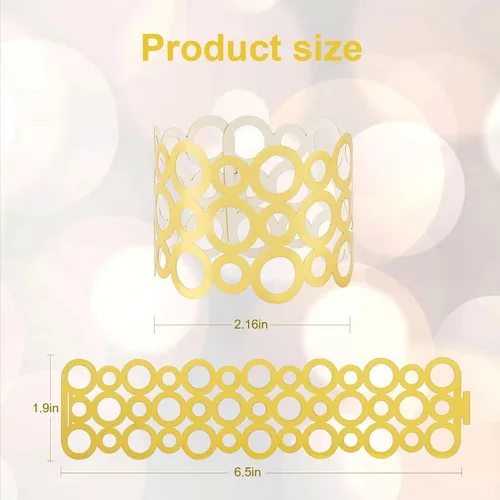 Vista 6 de Juego de 100 servilleteros de papel desechables, servilleteros dorados cortados con láser, banda de servilletas de papel de Navidad para bodas