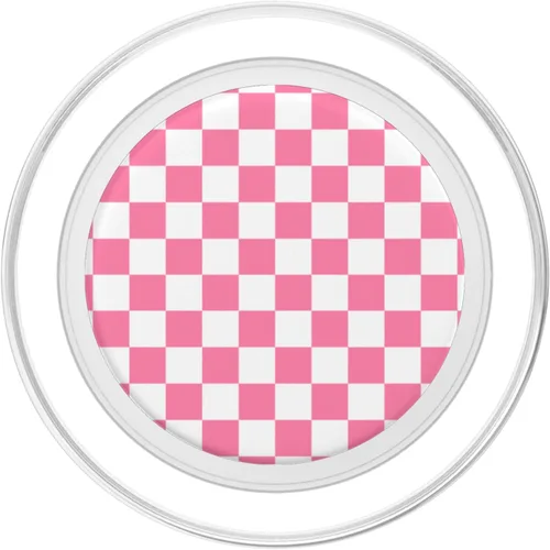 Vista 2 de Lindo tablero de ajedrez rosa clásico a cuadros PopSockets MagSafe PopGrip para iPhone