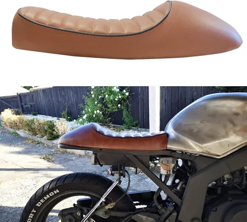 Vista 11 de Sillín universal de motocicleta plano y con joroba Cafe Racer, acolchado, estilo vintage, para KZ400, KZ550, K750, Z650, W650, CB100, CB125, CB175