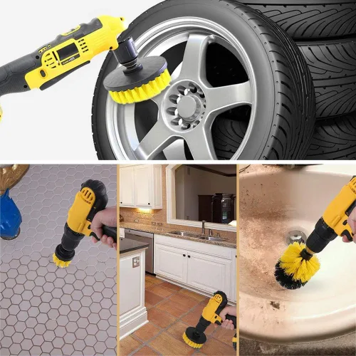 Vista 7 de Juego de 3 cepillos de limpieza para taladro, cepillo de limpieza multiusos, para lechada, piso, bañera, ducha, azulejos, baño y superficie de cocina