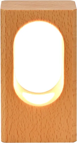 Vista 9 de LONRISWAY Lámpara de escritorio LED de madera, luz nocturna de noche de noche, iluminación LED regulable, lámpara de mesa creativa para decoración
