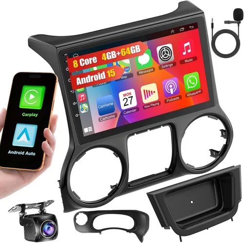 Vista 11 de Estéreo de coche doble DIN con reproductor de CD/DVD Apple Carplay y Android Auto, radio de coche de 7 pulgadas con Bluetooth y cámara de respaldo