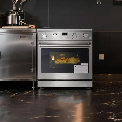 Vista 8 de VEVOR Horno de Cocina a Gas, 30 Pulgadas de Ancho, Estufa y Horno Independiente de Acero Inoxidable con 4 Quemadores Sellados en la Superficie