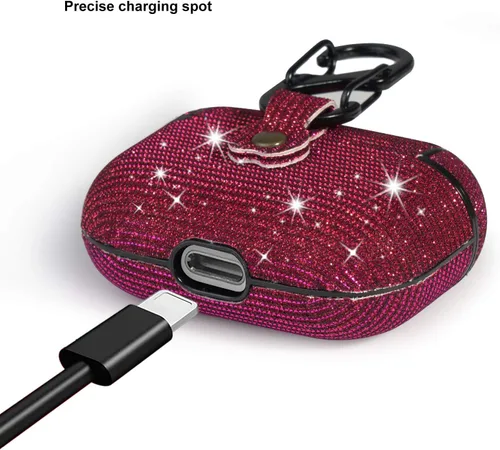 Vista 2 de Funda protectora para AirPods Pro con purpurina brillante para AirPods Pro, bonita funda protectora para AirPods Pro, color rojo
