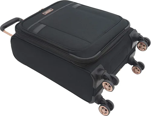 Vista 7 de kensie Hudson Softside - Juego de equipaje giratorio de 3 piezas negro con oro rosa Hudson Softside - Juego de equipaje giratorio de 3 piezas