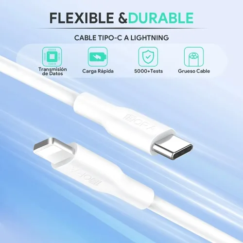 Vista 4 de Cargador Iphone Carga Rapida 20w Tipo C a Lightning