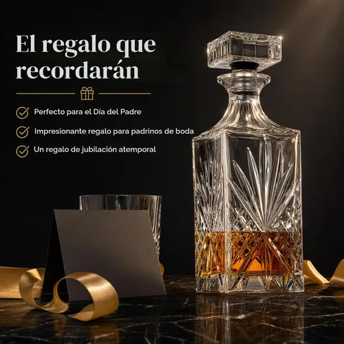 Vista 4 de Decantador de whisky de cristal, sin plomo, regalo para hombres, licor de bourbon escocés, corte irlandés, 25.4 fl oz