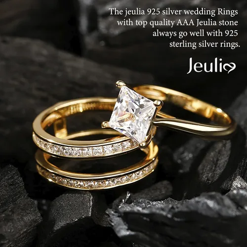 Vista 3 de Jeulia Anillo de compromiso con circonita cúbica grabada de 4.37 quilates para mujer, anillo de compromiso de plata de ley solitario de circonita
