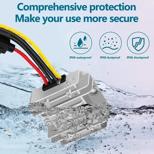 Vista 2 de Convertidor reductor DC-DC 6V 10A 60W 12V 24V a 6V Convertidor de transformador de potencia con fusible, regulador de voltaje impermeable..