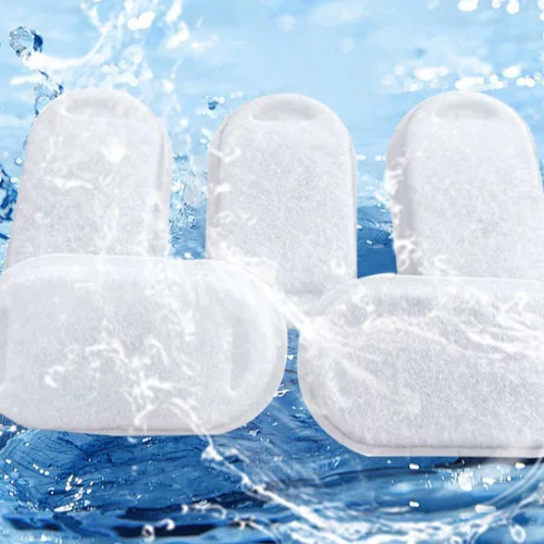 Vista 4 de Fuente de agua para gatos de acero inoxidable, 8 filtros de repuesto, sistema de filtración multicapa de 8 esponjas compatibles con filtros
