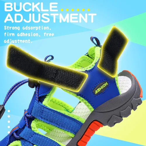 Vista 4 de Littleplum Sandalias para niños con puntera cerrada, sandalias deportivas para niños pequeños, zapatos de verano para niños grandes, caminar