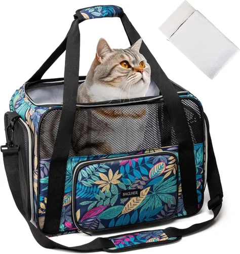 Vista 8 de BAGLHER Transportador de viaje para mascotas, transportador de perros para gatos pequeños y medianos, perros, cachorros, aprobado por aerolíneas