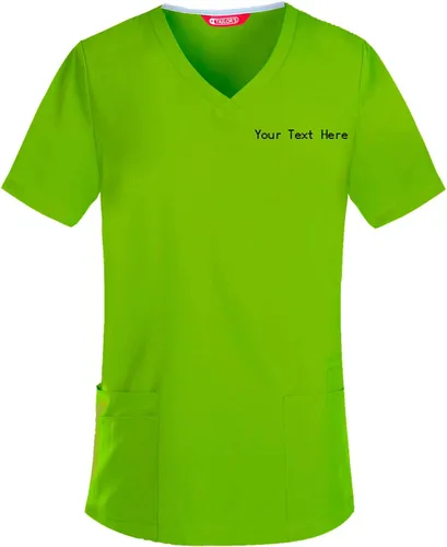 Vista 2 de Camiseta médica bordada para mujer personalizada con tu texto