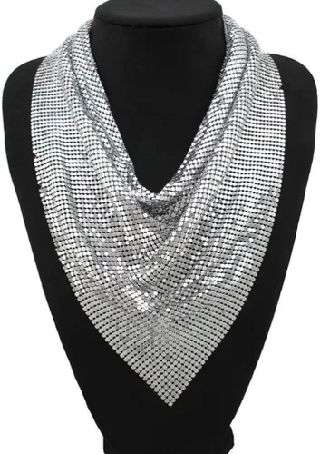 Vista 4 de MANILAI - Collar de metal grueso para mujer, gargantilla estilo babero