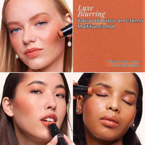 Vista 3 de Nudestix Nudies Matte Lux – 3-in-1 Soft-Matte Blush Stick for Cheeks, Eyes & Lips with Built-In Brush Cream-to-Powder Finish with Blurring Effect