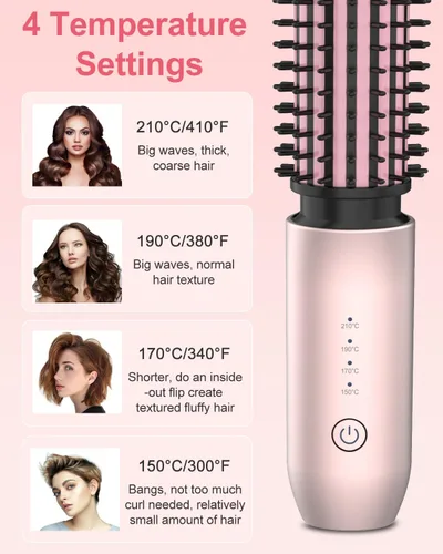 Vista 4 de Bestauty - Rizador de pelo portátil inalámbrico de 1.5 pulgadas, rizador de pelo de viaje 2 en 1 y cepillo alisador de pelo, calentamiento rápido, 4