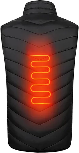 Vista 4 de Chaleco térmico para mujeres y hombres, chaleco térmico ligero, recargable con carga USB, sin batería incluida