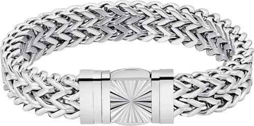 Vista 9 de KRKC&CO - Pulsera de eslabones cubanos de 12/0.551 in para hombre, chapada en oro de 18 quilates, cruz, brújula, calaveras redondas, cierre tallado