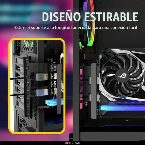 Vista 5 de EZDIY-FAB Soporte de montaje vertical PCIe 4.0 GPU Soporte de tarjeta gráfica con módulo LED ARGB de 5 V y 3 pines, kit de soporte para tarjeta