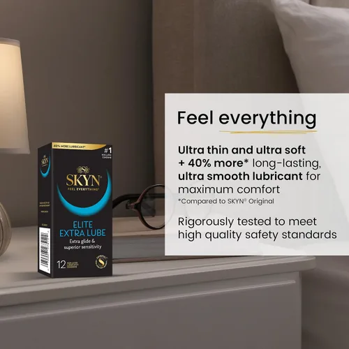 Vista 7 de SKYN Selection - Paquete variado de preservativos sin látex, 12 unidades, con condones SKYN Elite extra lubricados ultrafinos sin látex, 12
